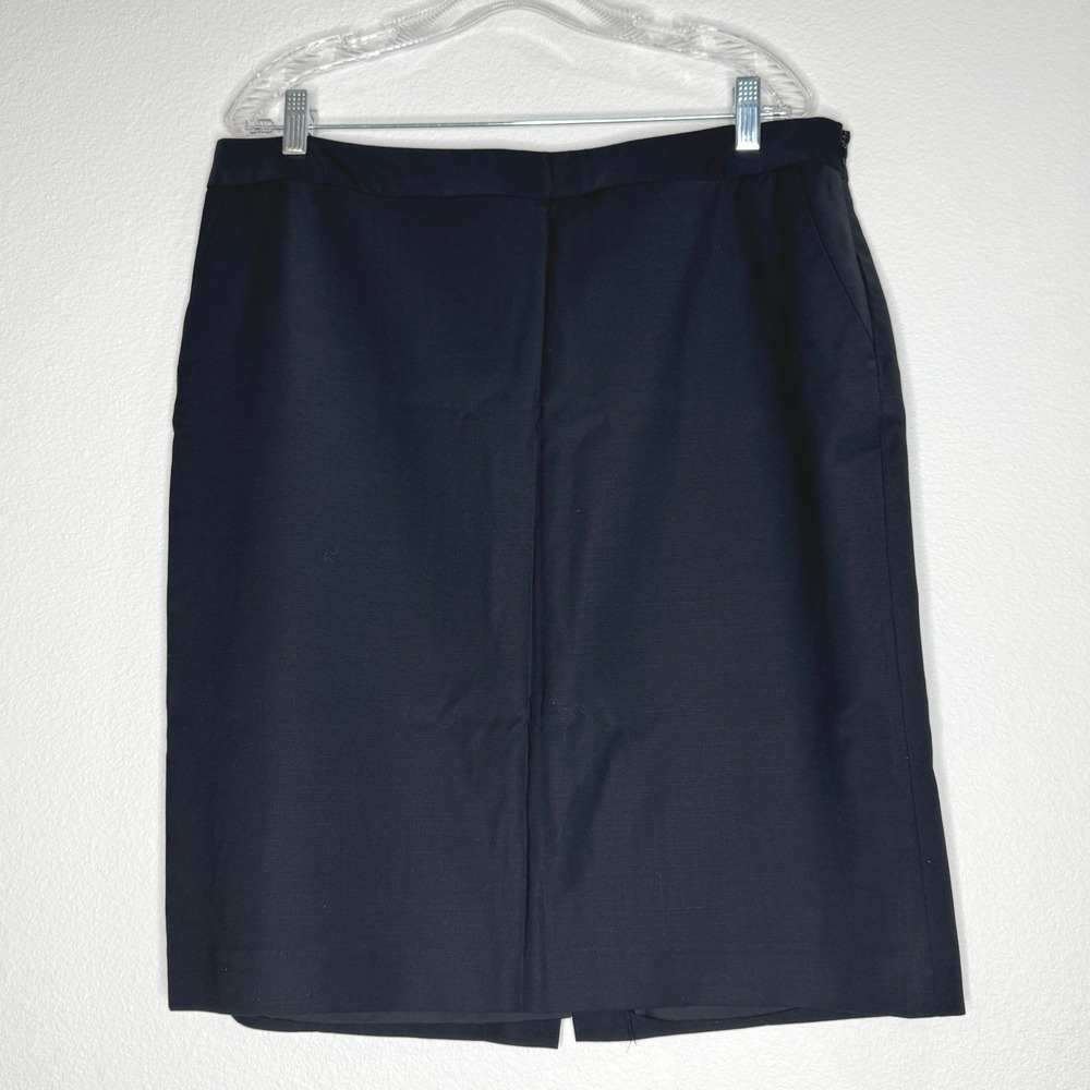 TALBOTS Wool Gaberdine Pencil Skirt 16 Black Pockets Lined Office Career Staple